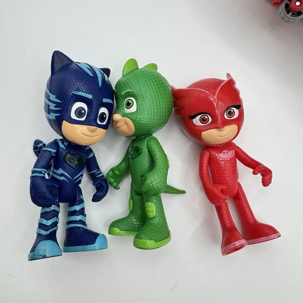 PJ Masks Catboy Gekko Owlette Figure Lot with Owl Glider Vehicle Just Play